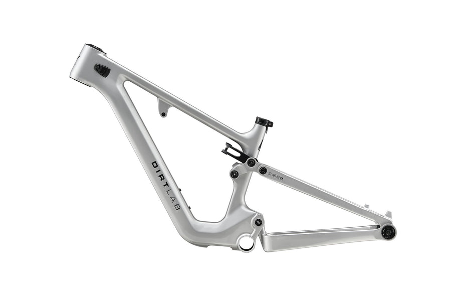 Dirtlab Iuhu CP pedal MTB frame — Concentric Pivot suspension, Gloss Silver Metallic finish