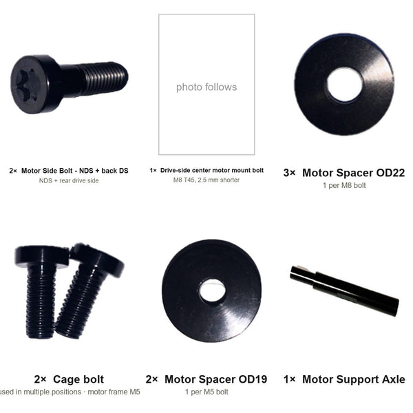 Motor Mount Hardware Kit — Paratu CP (EC2) - kit contents