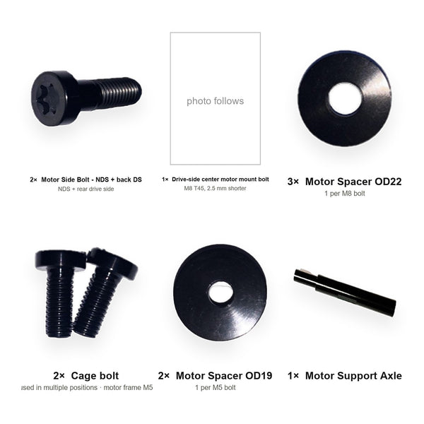 Motor Mount Hardware Kit — Paratu CP (EC2) - kit contents