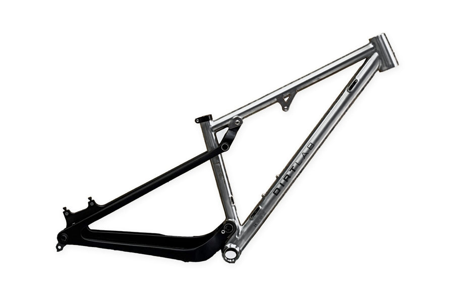 Dirtlab Tutumaz XC FLX Ti frame, high polish titanium front triangle with carbon flexstay rear