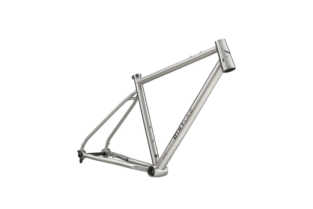 Dirtlab Haipis BP titanium frame — handbuilt 3Al-2.5V, raw brushed finish