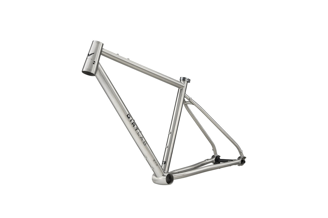 Dirtlab Haipis BP titanium frame — handbuilt 3Al-2.5V, raw brushed finish