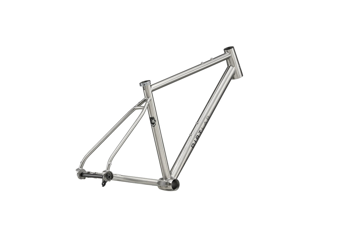 Dirtlab Haipis BP titanium frame — handbuilt 3Al-2.5V, raw brushed finish