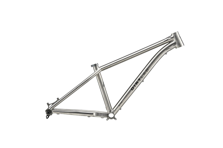 Dirtlab Iuhu PT titanium frame — handbuilt, raw brushed finish
