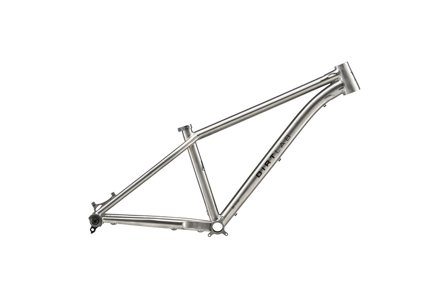 Dirtlab Iuhu PT titanium frame — handbuilt, raw brushed finish