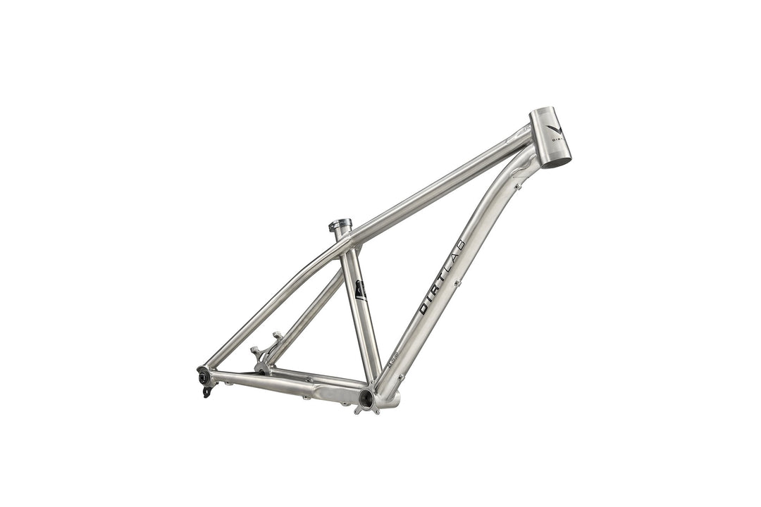 Dirtlab Iuhu PT titanium frame — handbuilt, raw brushed finish