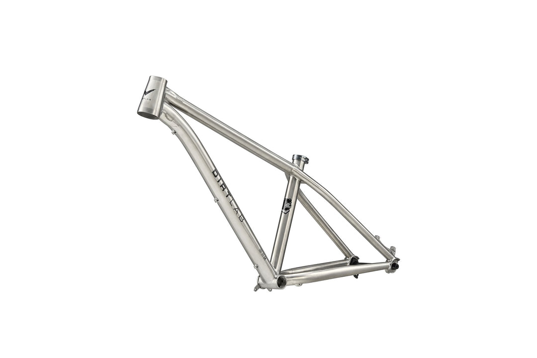 Dirtlab Iuhu PT titanium frame — handbuilt, raw brushed finish