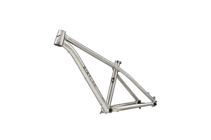 Dirtlab Iuhu PT titanium frame — handbuilt, raw brushed finish