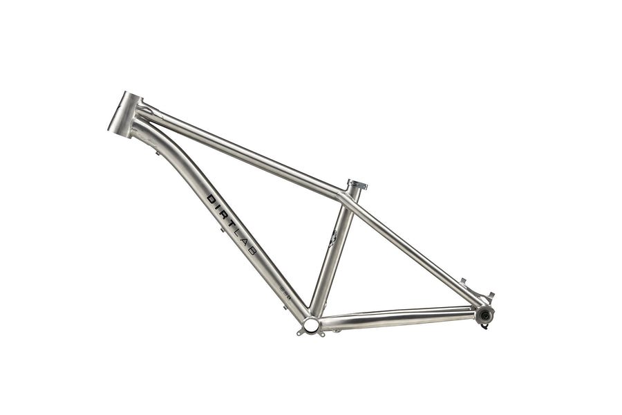 Dirtlab Iuhu PT titanium frame — handbuilt, raw brushed finish