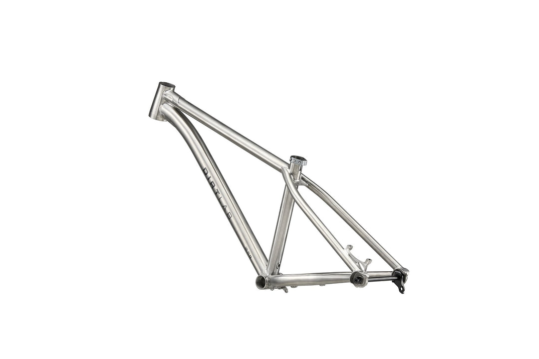 Dirtlab Iuhu PT titanium frame — handbuilt, raw brushed finish
